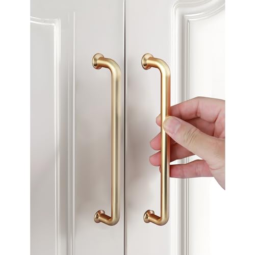 Malimali 10 Pack 7-1/2 Brushed Brass Cabinet Pulls Gold Drawer Handles - color: Brushed Brass-10 Pack, size: 7-1/2"/192MM Hole Centers