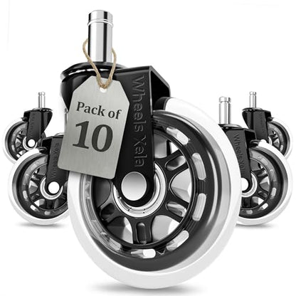 Office Chair Caster Wheels, Heavy-Duty Chair Wheels Replacement, Chair Casters for Hardwood Floors and Carpet, Roller Blade Wheels for Computer Gaming Desk Chairs, Fits 98% Chair - 3 Inch, Set of 10 - color: Transparent Pack of 10