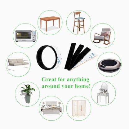 Felt Strips 10Pieces Pack 1x 6 Inches Self Adhesive Black Furniture Felt Strips Anti Scratch Heavy Duty 5mm Thick Floor Protector for Rocking Chair for Hardwood Floor - size: 10 Strips 1x6 inch