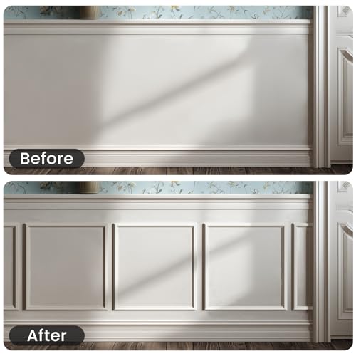 3 Sets Peel and Stick Wall Molding Kit, 20x20 Inch Premade Wainscoting Frames - color: 20''x20''-3pack