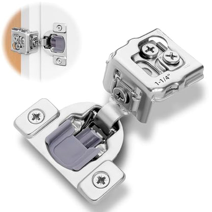 Decobasics 2 Pack Soft Close Cabinet Hinges 1-1/4" Overlay for Kitchen Cabinet Doors, Slow Self-Closing Concealed Hidden Hinges for Face Frame –Stainless Steel, 3-Way Adjustable & Quiet Close Damper - size: 1-1/4 Inch