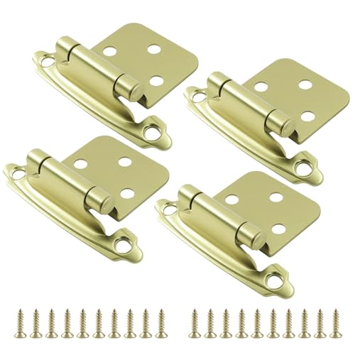 4-Pack (2 Pair) Gold Self-Closing Cabinet Hinges - color: Gold
