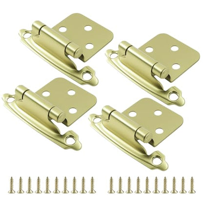 4-Pack (2 Pair) Gold Self-Closing Cabinet Hinges - color: Gold