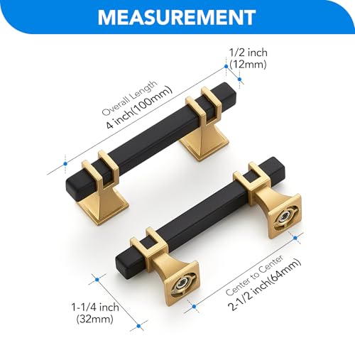 HOME EDIT Black & Gold Pulls Cabinet Handles 2-1/2 Inch 10 Pack - color: Black Gold, size: 2-1/2 In Hole Center