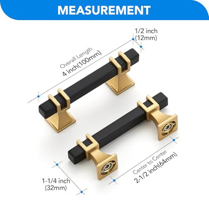 HOME EDIT Black & Gold Pulls Cabinet Handles 2-1/2 Inch 10 Pack - color: Black Gold, size: 2-1/2 In Hole Center