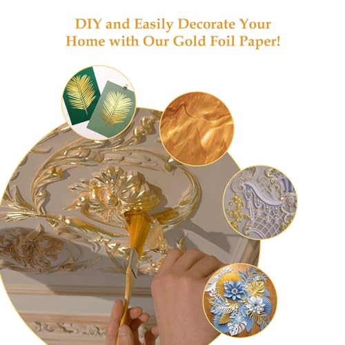 100 Grande Gold Leaf Sheets With tweezers, Premium 24K Gold Flakes - size: 100PCSBig
