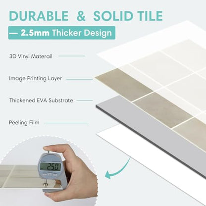 Commomy Thicker Peel and Stick Tiles 10 pcs of 12" x 12" - color: Glossy Gradient Taupe & Thicker Design