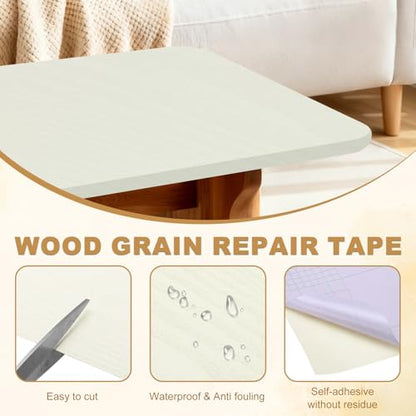 HARFINGTON Wood Grain Repair Tape 4" x16ft Self-Adhesive Repair Patch - color: Beige Wood, size: 4" x 16ft