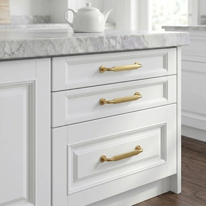 10 Pack Vibrant Brushed Moderne Brass Cabinet Pulls 3.75 Inch(96mm) Heavy-Duty Solid Kitchen Cabinet Handles Cabinet Hardware Drawer Pulls - color: Vibrant Brushed Moderne Brass, size: 3.75" Hole Center