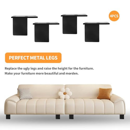 Saim 4Pcs 2inch Metal Furniture Legs, Square Metal Cabinet Support Foot for Sofa，Cabinet,Bookshelf,Bed and Table - Black - size: 2 Inch