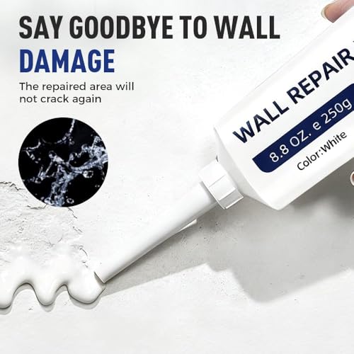 Wall Repair Pastes, Wall Repair Kit with Scraper Squeeze Nozzle, Wall Mending Agent for Filling Cracks and Holes