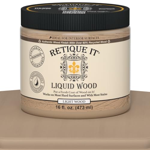 Retique It Liquid Wood - Real Wood Coating (16oz / Light) - color: 1 Light Wood, size: 16 Fl Oz (Pack of 1)