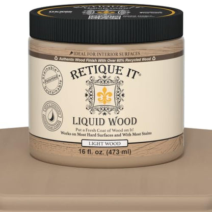 Retique It Liquid Wood - Real Wood Coating (16oz / Light) - color: 1 Light Wood, size: 16 Fl Oz (Pack of 1)