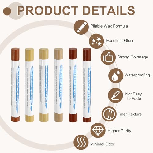 uxcell 12Pcs Wood Filler Sticks Kit, 12 Colors Earth & Light Series - color: Earth Light Series