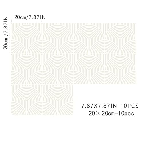 10Pcs Abstract Aesthetic Light Neutral Matte Wall Tile Sticker Transfer Peel and Stick, Self-Adhesive Vinyl Backsplsh Tile Decals for Kitchen - color: Light Beige, size: 7.87"×7.87"-10 Pcs