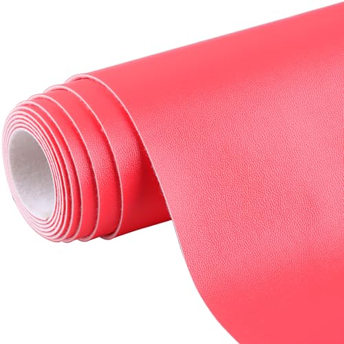 Ramya 16x54 Inch Smooth Faux Leather Sheet,Used for Different DIY Process Projects, Leather Earrings,Upholstery, Leather Roll in Multiple Colors (Peach Pink) - color: Peach Pink