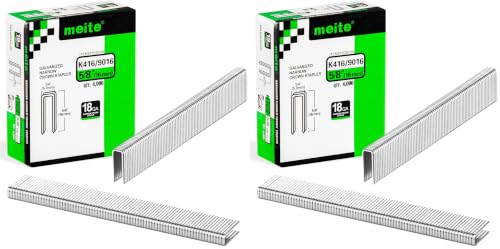 meite 18 Gauge 1/4-Inch Narrow Crown Staples, 5/8-Inch Length Heavy Duty Galvanized Upholstery Staples for Electric or Pneumatic Narrow Crown Staple Guns (4,000 PCS) (Pack of 2) - size: 5/8" Length (Pack of 2), style: 1 Box