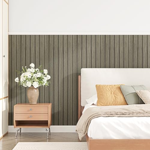 Dark Brown 3D Wood Slat Wall Panel Wallpaper Peel and Stick - color: Dark Brown