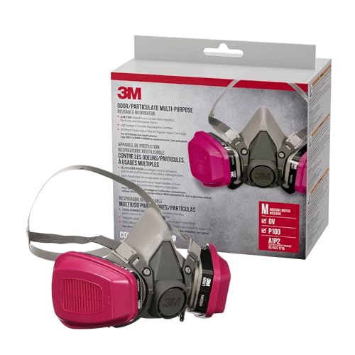 3M P100/OV Odor/Particulate Multi-Purpose Reusable Respirator 65021, NIOSH-APPROVED Organic Vapor Cartridge, Medium - size: 3 Pack