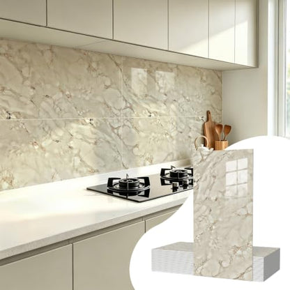 Vieshful 20 Pack 11.8"x23.6" Peel and Stick Backsplash Wall Panels, Self Adhesive Waterproof Back Splash Marble Tiles for Kitchen Bathroom, TV Walls, Living Room, Champagne Gold (Not Real Tiles) - color: Champagne Gold