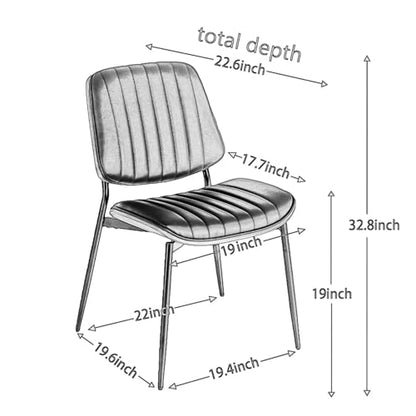 Dining Chairs Set of 4, Mid-Century Modern Kitchen Chairs, Gray Linen - color: Gray Vertical Stripes