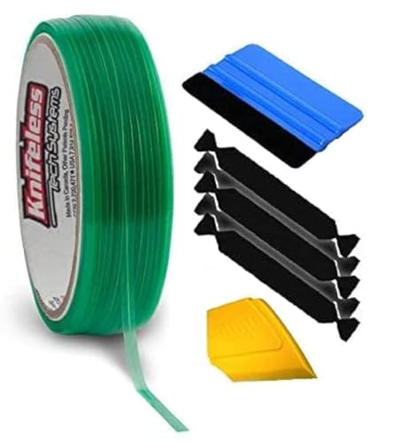 Knifeless Vinyl Wrap Cutting Tape Finishing Line 50M Plus 3M Toolkit (BluSqueegee,YlwSqueegee,5xBlckFlt) - size: BluSqueegee,YlwSqueegee,5xFlt,