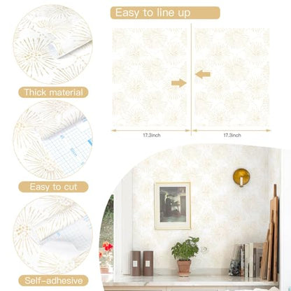 Boho Wallpaper Beige Wall Paper Peel and Stick Modern Beige and White Geometric Fireworks Contact Paper Renter Friendly Self-Adhesive Removable Bathroom Bedroom Laundry Room 17.3" × 393" - color: Beige and White, size: 17.3" x 393"