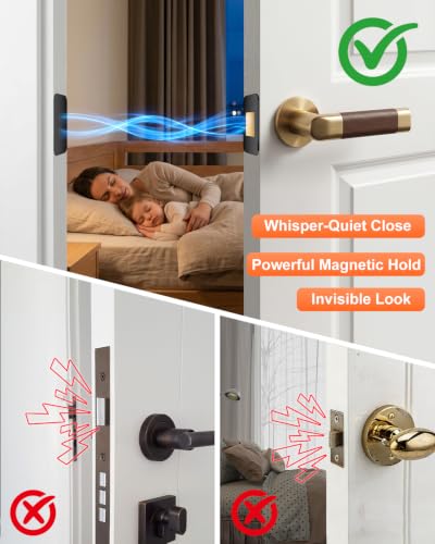 PHIXBEAR 12 Pack No Drill Magnetic Cabinet Door Catch, Ultra Thin Cabinet Door Magnets for Closure, Heavy Duty Adhesive Latches for Kitchen, Drawer, Wardrobe, and RV