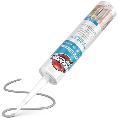 Kraken Bond RTV Silicone Sealant Gray (1 x 10.1 fl.oz.)%100 Waterproof Silicone Caulk Kitchen and Bathroom, All Purpose, Window Caulking Sealant Outdoor, RV, 1 Pack - color: Gray, size: 1 Pack
