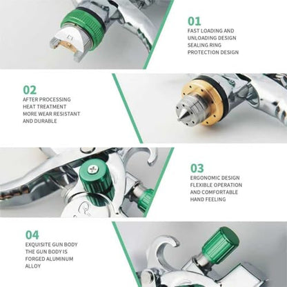 Professional HVLP Spray Gun Kit Air Spray Gun with 1.7, 2.0, 2.5mm Nozzles 20oz 600cc with Gauge for Auto Paint, Primer, Clear/Top Coat & Touch-Up