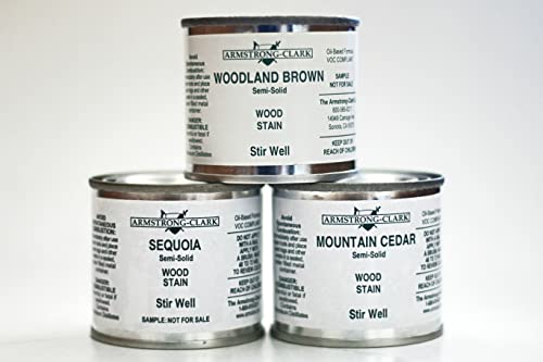 Armstrong Clark Deck & Wood Stain Samples (Semi-Solids: Mountain Cedar, Sequoia, Woodland Brown)