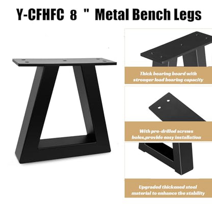 8 Inch Trapezoid Metal Table Legs Heavy Duty Steel Furniture Legs for DIY Sofa, Couch, Bench,Stool,Coffee Table, End/Side Table,Cabinet Feets (Set of 2, Black) - color: Black, size: 8" Trapezoid
