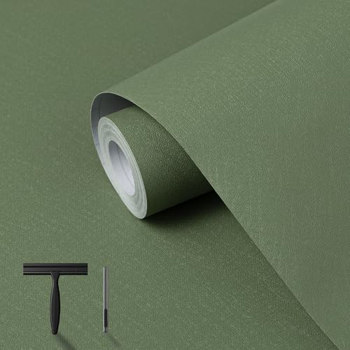 Green Contact Paper Peel and Stick Wallpaper with Tools Modern Removable - color: Green, size: 17.7" x 393.7"