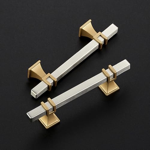 HOME EDIT Brushed Nickel&Gold Pulls Cabinet Handles 3-3/4 Inch 10 Pack - color: Brushed nickel and gold, size: 3-3/4 In Hole Center