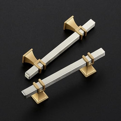 HOME EDIT Brushed Nickel&Gold Pulls Cabinet Handles 3-3/4 Inch 10 Pack - color: Brushed nickel and gold, size: 3-3/4 In Hole Center