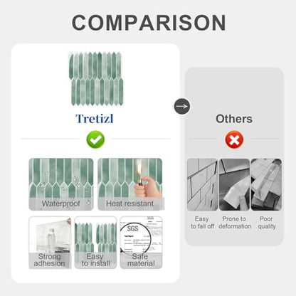 10 Sheets Thicker Peel and Stick Backsplash, 12"x12" Peel and Stick Wall Tiles, Hexagon Look Tiles Backsplash for Kitchen and Bathroom, Light Green - color: Light Green