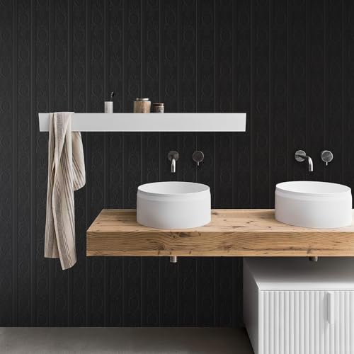 JiffDiff Black 3D Embossed Textured Peel Stick Wallpaper 17.3"x120" - color: Black, size: 17.3" x 120"