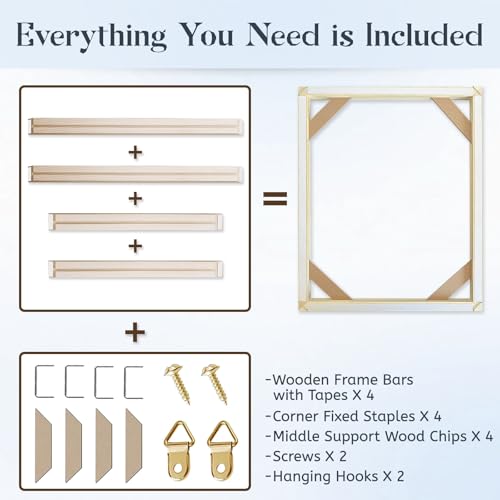 Canvas Stretcher Bars 8x8 Inch Frame Kit, Available in 25+ size Wood Stretcher Bars for Home and Office, Gallery Wrap Wall Arts Supply for Oil Painting, Poster, Picture & Paint by Numbers - size: 8" x 8"