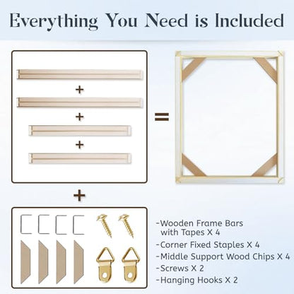 Canvas Stretcher Bars 8x8 Inch Frame Kit, Available in 25+ size Wood Stretcher Bars for Home and Office, Gallery Wrap Wall Arts Supply for Oil Painting, Poster, Picture & Paint by Numbers - size: 8" x 8"