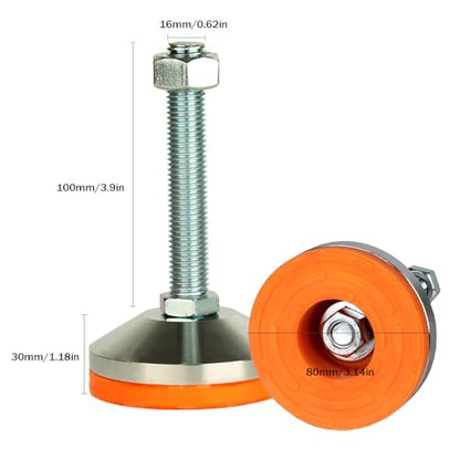 Heavy Duty M16 Thread Leg levelers,2600 lb Capacity,2Pack