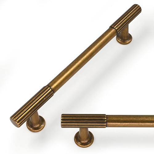 10 Pack Antique Brass Cabinet Pulls 5 Inch(128mm) Kitchen Cabinet Handles Vintage Retro Cabinet Hardware for Drawer Pulls - color: Antique Brass, size: 5" Hole Center