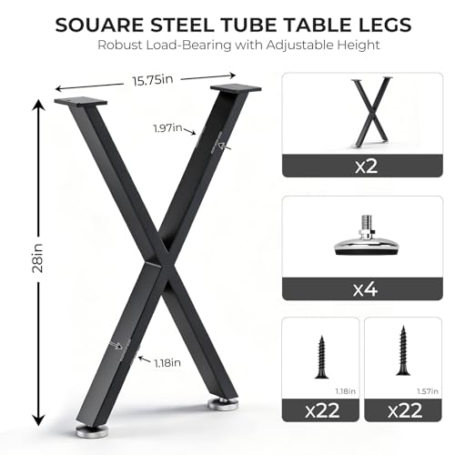 Heavy Duty X Shape Metal Table Legs, Replacement Legs for Dining Table - color: X-shape, size: 28"H16"W
