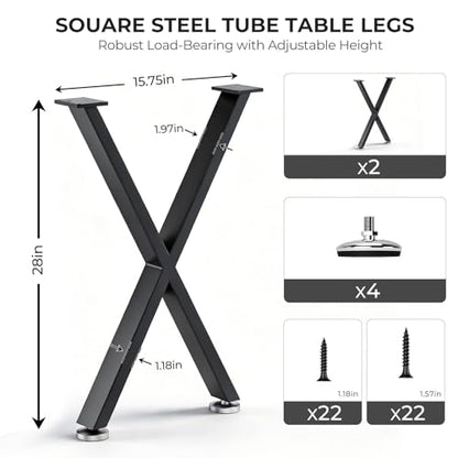 Heavy Duty X Shape Metal Table Legs, Replacement Legs for Dining Table - color: X-shape, size: 28"H16"W