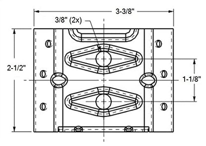 2-1/2" x 3-3/8" Table Brackets Surface Top Corner Leg Attachment - Set of 4
