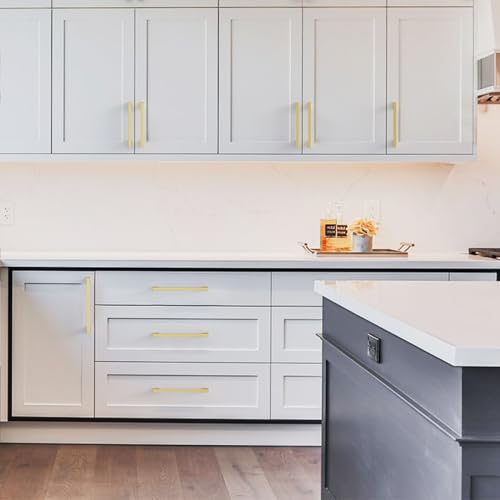 Amerdeco 10 Pack Brushed Gold Cabinet Pulls 6.3" - color: Brushed Gold, size: 6.3" hole center