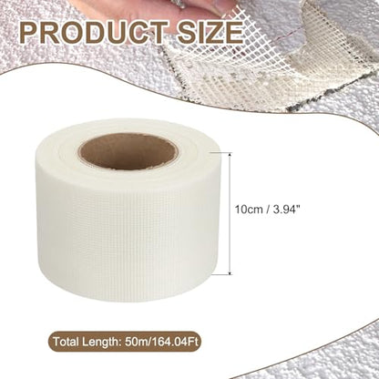 PATIKIL Drywall Repair Mesh Tape, 4 inch x 164 ft Fiberglass Repair Patch Self-Adhesive Dry Wall Joint Tape 12 Mesh Wall Hole Crack and Seam Patch, White - size: 4 inch x 164 Feet
