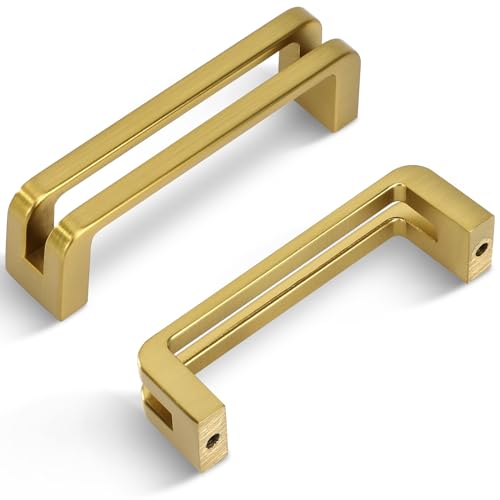 3 Inch(76mm) Hole Center Brushed Gold Zinc Alloy Solid Cabinet Pulls,Dresser Cabinet Handles Luxury Cabinet Pull Hardware for Bedroom, Kitchen 6 Pack 7600 - color: Brushed Gold, size: 3 Inch Hole Center