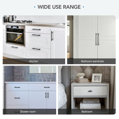 HOME EDIT 3-3/4 inch Black Cabinet Handles, 10 Pack Kitchen Cabinet Handles Matte Black Drawer Pulls Zinc Alloy Square Bar Kitchen Pulls - color: Black, size: 3-3/4 Inch Hole Center