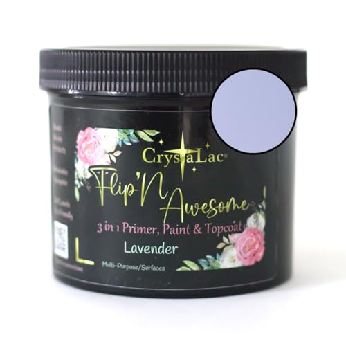 CrystaLac, FlipN'Awesome 3in1 Paint, Primer, Top Coat (Lavender, 16oz Pint)