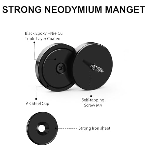 LOVIMAG Strong Magnets Heavy Duty Screw On Neodymium 30LBS Magnet 12 Pack - color: Black, size: 30lbx12Pack